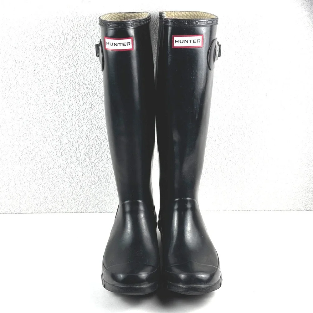 Hunter Huntress Gloss Rain Boots Womens 5 Black Waterproof Festival Outdoor